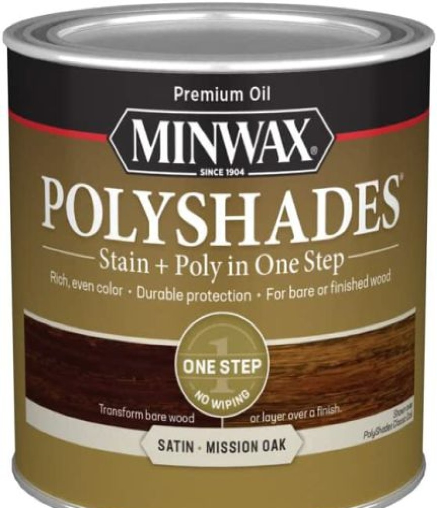 Stains * | Online Minwax Polyshades Semi-Transparent Satin Mission Oak Oil-Based Stain 0.5 Pt. Total Qty: 1