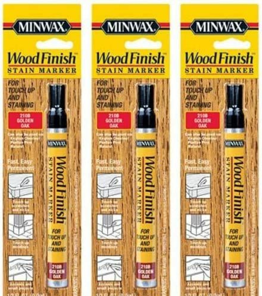 Stains * | Online Minwax 63481000 Wood Finish Stain Marker, Golden Oak 3 Pack