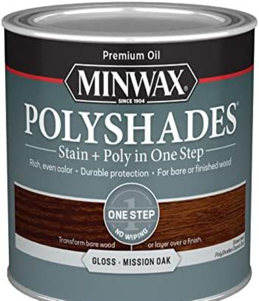 Stains * | Online Minwax Polyshades Wood Stain + Polyurethane Finish Pint, Mission Oak, Gloss