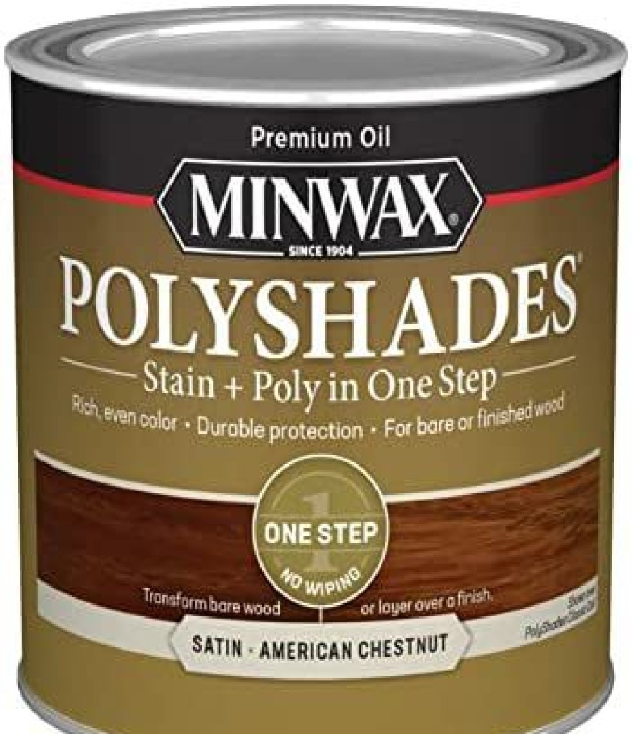 Stains * | Online Minwax Polyshades Wood Stain + Polyurethane Finish Pint, American Chestnut, Satin