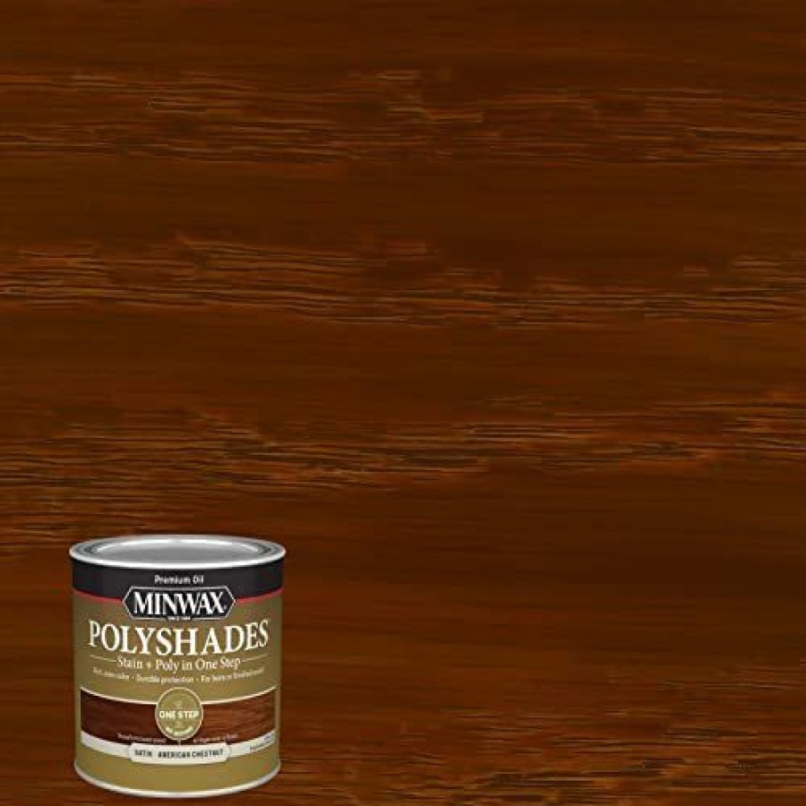 Stains * | Online Minwax Polyshades Wood Stain + Polyurethane Finish Pint, American Chestnut, Satin