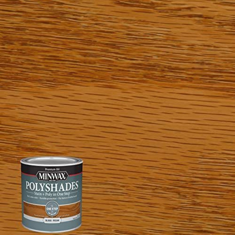 Stains * | Online Minwax Polyshades Semi-Transparent Gloss Pecan Oil-Based Polyurethane Stain 0.5 Pt. Case Of: 44