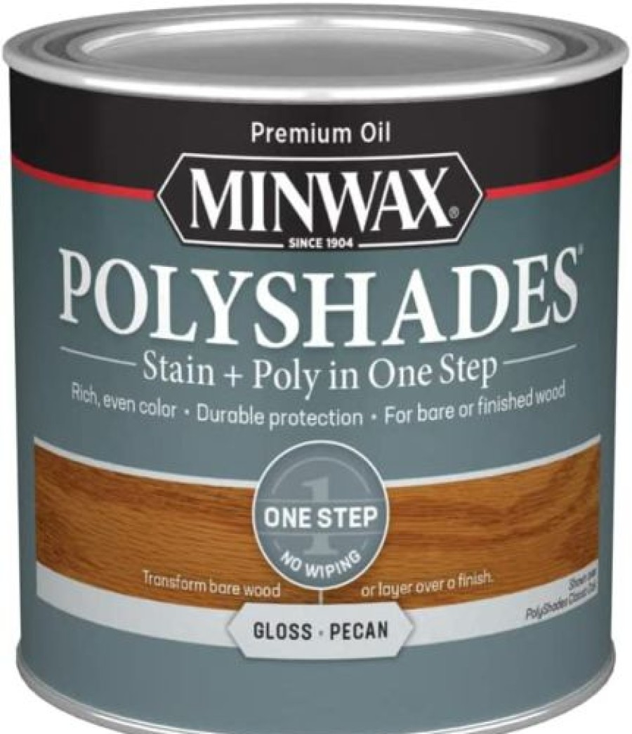 Stains * | Online Minwax Polyshades Semi-Transparent Gloss Pecan Oil-Based Polyurethane Stain 0.5 Pt. Case Of: 44