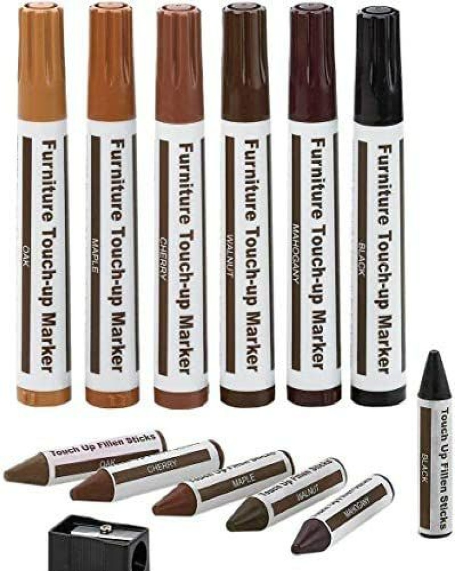 Minwax * | Shop Furniture Repair Kit Wood Markers Set Of 13 Markers And Wax Sticks With Sharpener Kit, For Stains, Scratches, Wood Floors, Tables, Desks, Carpenters, Bedposts, Touch Ups, And Cover Ups Six Colorway Kit