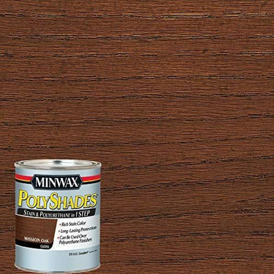 Stains * | Online Minwax 617850444 Polyshades Stain & Polyurethane In 1 Step, Quart, Mission Oak, Gloss