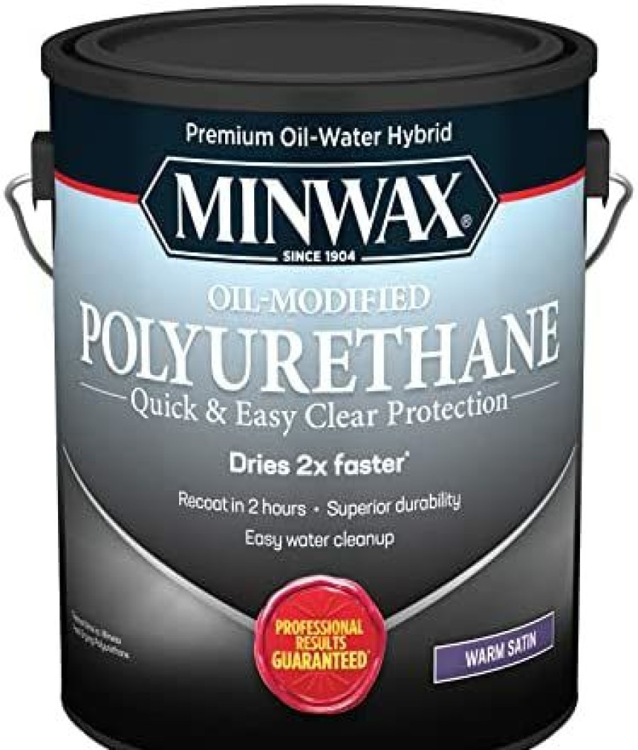 Minwax * | Outlet Minwax Water Based, Oil-Modified Polyurethane Protective Wood Finish, Clear , Gallon Satin