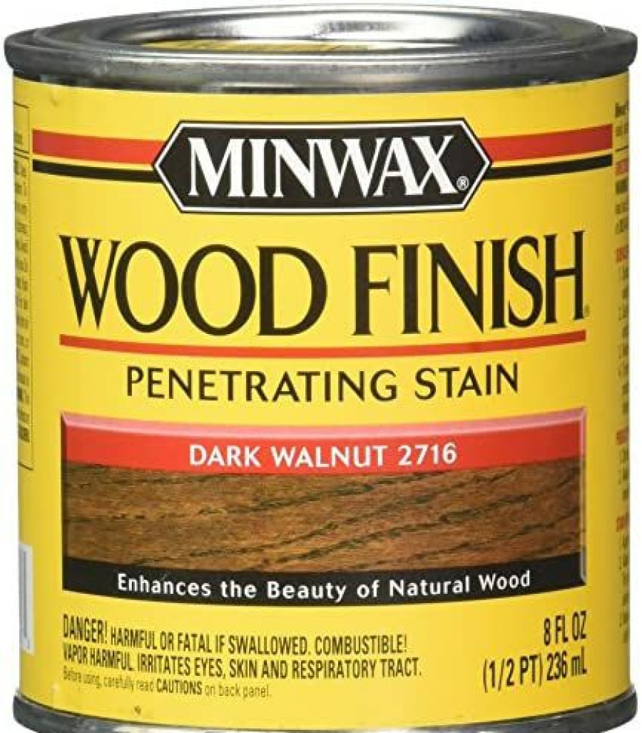 Stains * | Shop Minwax 22716 8 Fl Oz (1/2 Pint) Wood Finish Interior Wood Stain, Dark Walnut 2716 Brown